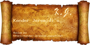 Kender Jeremiás névjegykártya